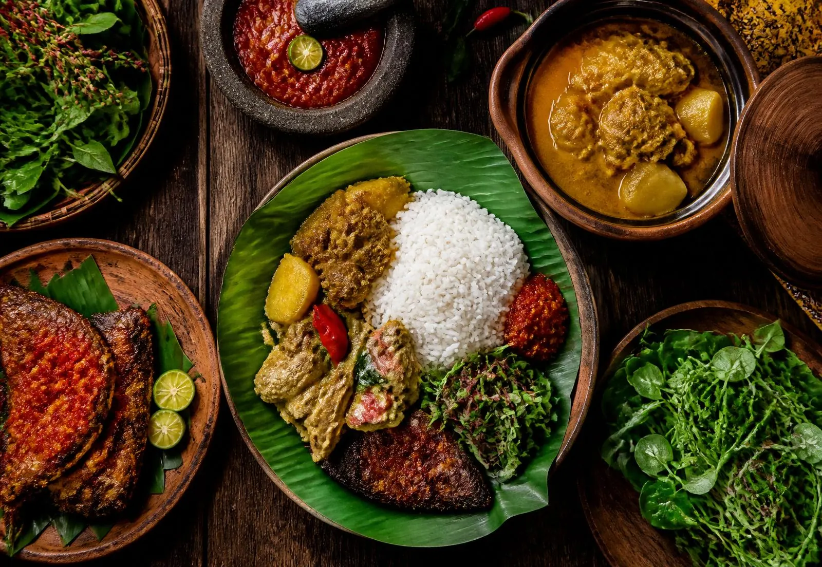 Nasi campur kampung spread
